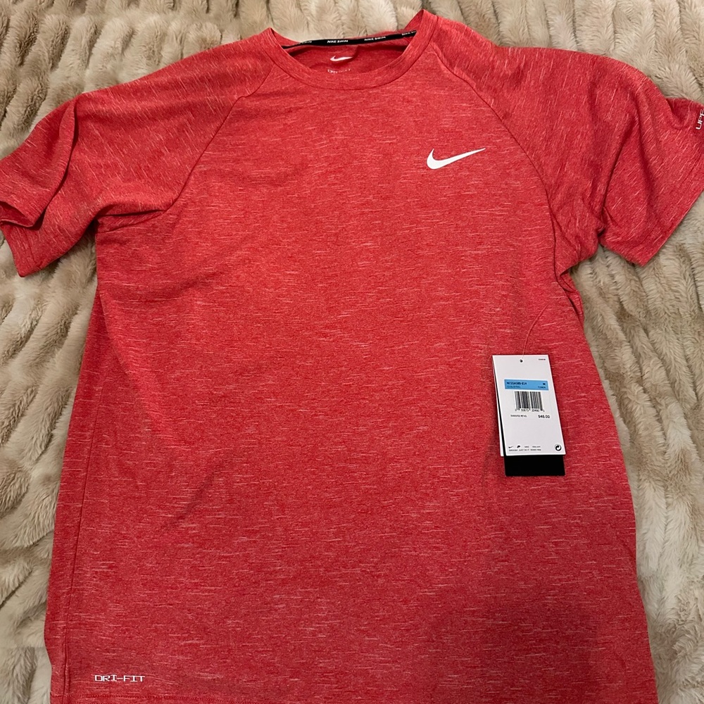 Nike Swim Men’s NWT Medium Red Workout UPF Shirt